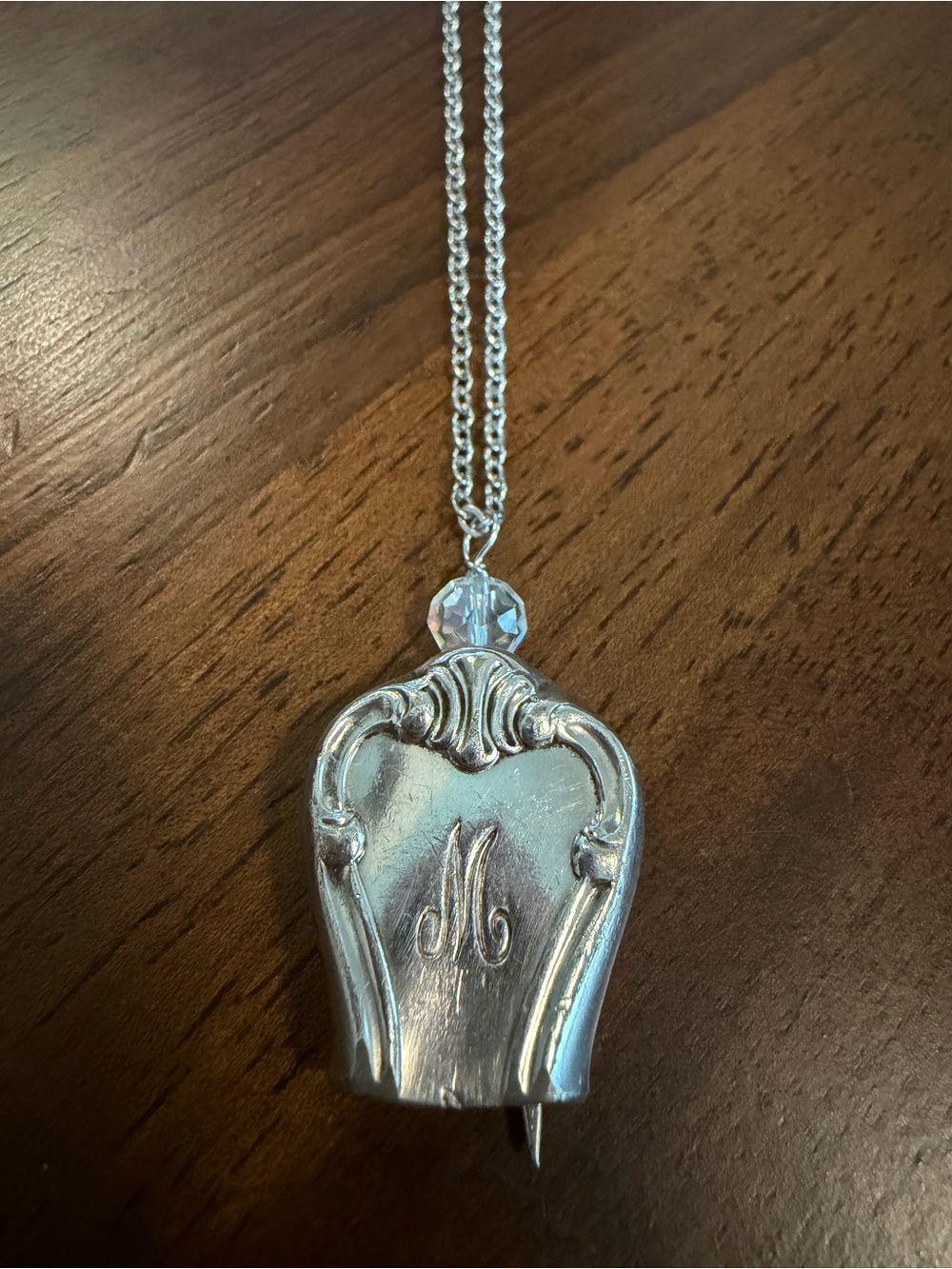 M Engraved Fairy Bell Necklace